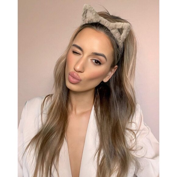 COZY CAT EAR HEADBANDS (BLACK AND PINK) - Picture 2 of 4